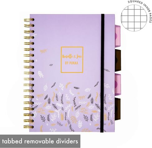 Pukka Pad 5 Subject Spiral Notebook 3-Pack - 200 Pages, 100 Sheets of 80GSM Paper with Repositionable Dividers & Perforated Edges for School & Office Planning & Organization - B5-7 X 10, Bloom in Kuwait