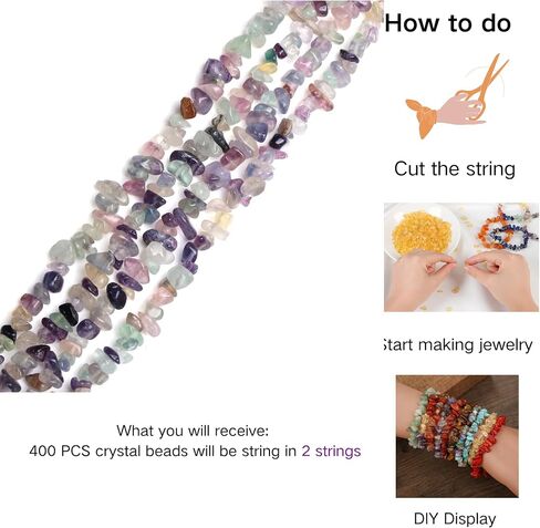 XIANNVXI Fluorite Crystal Beads for Jewelry Making 400 Pcs Natural Chip Stone Beads 5-8mm Beads for Bracelet Crafts Irregular Gemstones Loose Rocks Bead Hole Drilled DIY in Kuwait