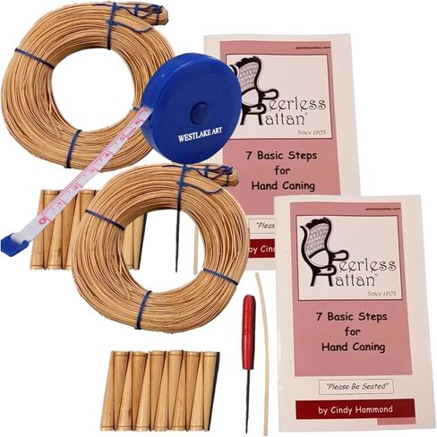 KIRCH CANING KIT ، 6.4 أوقية | مزدوج مع شريط قياس نسيج Westlake Art - مجموعة إصلاح كرسي الروطان ، مع الأدوات والمواد والتعليمات السهلة لاستعادة الأثاث DIY in Kuwait