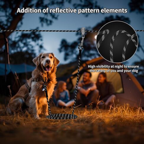 Dog Tie Out Cable for Camping - 50 Ft Dog Trolley System Runner Cable with 10FT Dog Run Leash,Reflective Dog Lead for Yard,Camping,Park,Outdoor Events for Small to Large Dogs up to 200Lbs in Saudi Arabia