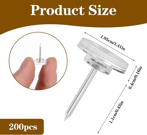 200 Pcs Clear Flat Push Pins Thumb Tacks for Wall, Cork Board, Posters, Fabric, Maps in Saudi Arabia