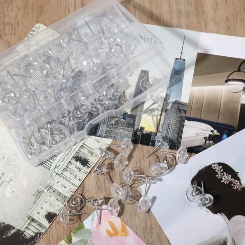 200 Pcs Clear Flat Push Pins Thumb Tacks for Wall, Cork Board, Posters, Fabric, Maps in Saudi Arabia