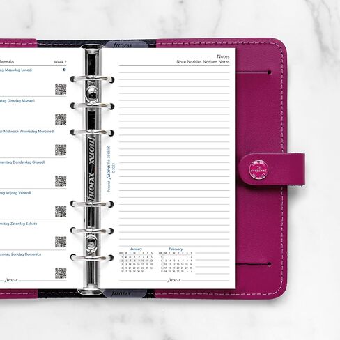 Filofax Calendar Diary Refill, Personal/Compact Size, Week on One Page with Notes, White Paper, Multilingual: Five Languages, 2025 (C68409-25) in Saudi Arabia