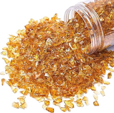 TWINKLING High Luster Crushed Glass, Broken Glass, Glass Gems Chips for Fire Pit DIY Resin Art Epoxy Crafts, Nail Art, Geode Painting, 6-9mm(370g/13oz.) (Mixted Color) in Saudi Arabia