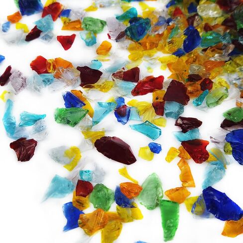 TWINKLING High Luster Crushed Glass, Broken Glass, Glass Gems Chips for Fire Pit DIY Resin Art Epoxy Crafts, Nail Art, Geode Painting, 6-9mm(370g/13oz.) (Mixted Color) in Saudi Arabia