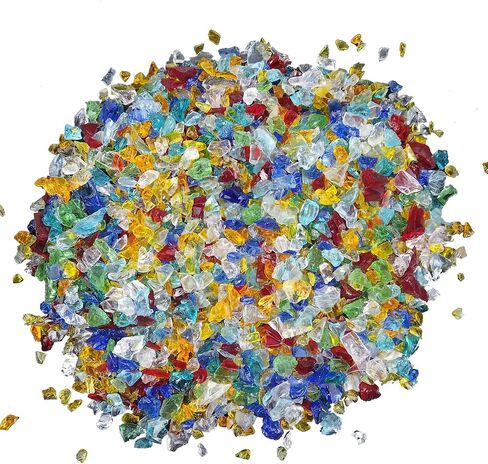 TWINKLING High Luster Crushed Glass, Broken Glass, Glass Gems Chips for Fire Pit DIY Resin Art Epoxy Crafts, Nail Art, Geode Painting, 6-9mm(370g/13oz.) (Mixted Color) in Saudi Arabia