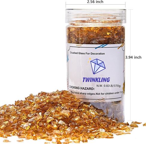 TWINKLING High Luster Crushed Glass, Broken Glass, Glass Gems Chips for Fire Pit DIY Resin Art Epoxy Crafts, Nail Art, Geode Painting, 6-9mm(370g/13oz.) (Mixted Color) in Saudi Arabia