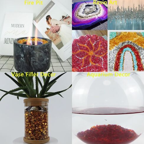 TWINKLING High Luster Crushed Glass, Broken Glass, Glass Gems Chips for Fire Pit DIY Resin Art Epoxy Crafts, Nail Art, Geode Painting, 6-9mm(370g/13oz.) (Mixted Color) in Saudi Arabia