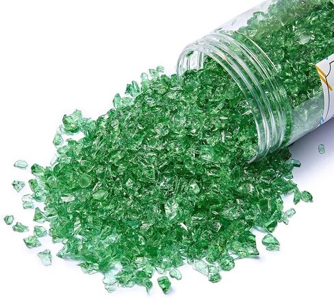 TWINKLING High Luster Crushed Glass, Broken Glass, Glass Gems Chips for Fire Pit DIY Resin Art Epoxy Crafts, Nail Art, Geode Painting, 6-9mm(370g/13oz.) (Mixted Color) in Saudi Arabia