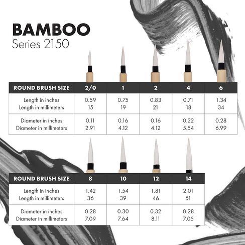 Princeton Artist Brush Co. Bamboo Series 2150 - Bamboo Painting Brush - مقبض قصير مقبض حجم فرشاة 8 - فرشاة الخط الطبيعية للألوان المائية والحبر - فرشاة حبر واحدة للطلاء السمي in Saudi Arabia