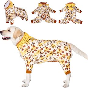 LovinPet Dog Recovery Suit for Large Medium Dogs - Dog's Bodysuit Wound Protective Surgical,E-Collar Alternative Recovery Snugly Suit for Abdominal Wounds After Surgery Anti-Licking,Tiger,Yellow,3XL