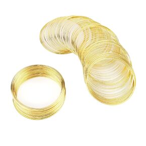 200 Loops Memory Steel Wire 0.6mm Bangle Bracelet Wire Memory Beading Wire for Jewelry Making Supplies DIY Crafts Making Art Creation Necklace(Gold)