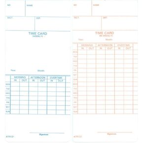 250 ATR121 Time Cards for Acroprint ATR120 and ATR120r