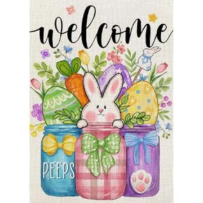 ZQEATRY Easter Bunny Diamond Art Kits for Adults, Welcome Flower 5D Full Drill Diamond Art Easter Spring Diamond Dots Painting Art Kit with Diamonds Gem Arts Wall Decor 12x16inch