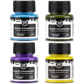 Ceramic and Porcelain Paint Set 4 x 1.52 fl oz - Vintage Vibes - Dishwasher Safe Ceramic Tile Paint – Perfect Paint for Porcelain and Creative DIY Mug Painting