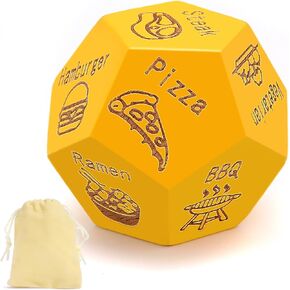 12 Sided Wood Food Dice for Her Him Gift, Date Night Dinner Dice Decider Food Decision Dice Games Anniversary Christmas Valentines Day Birthday Gifts for Boyfriend Girlfriend Men Women Wife Husband