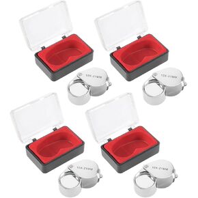 uxcell Magnifying Glass, Mini Microscope Jewelers Eye Loupe Magnifier Magnifying Glass Powerful Doublet, Chrome Plated, Round Body Jewelry Loupe, 10 X 21 mm,4pcs, Silver
