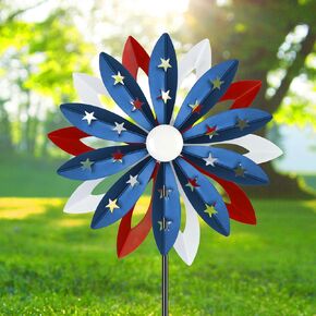 60 inch Kinetic Metal Wind Spinner,Two-Way Wind Sculptures with Garden Stake,360 Degrees Kinetic Wind Spinners for Yard and Garden