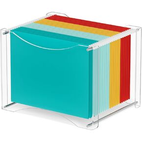 MaxGear Hanging File Organizer Box, Acrylic Large Filing Folder with Handles, Clear File Storage Boxes for Letter/A4 Folder, Desktop Plastic Office Document Box