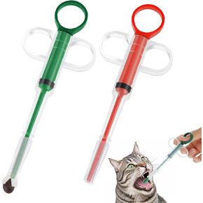 2 Pieces Pet Pill Plunger Popper for Small Cats Dogs, Pill Popper and Shooter for Easy Medication, Soft Tip Medicine Feeder, Animal Tablet Feeder for Feeding Accessories (Red, Green)