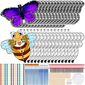 30 Pack Butterfly Bee Kite for Kids and Adults 28‘' Making DIY Coloring Kite Blank Painting Kite Easy to Fly Kite with Handle String Large Beginner Kite for Outdoor Party Activities
