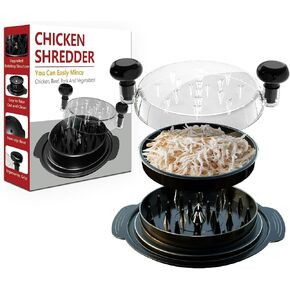 Chicken Shredder Tool Twist Large With Separate Plate, Widened Anti Slip Mat Fix, Visible Meat Shredder Machine, Ergonomic Handle, Dishwasher Safe, BPA Free, Black Chicken Shredder
