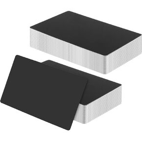 LEXININ 300pcs 3.4 x 2.1 Inch Black Metal Business Cards, 0.21mm Thick Blank Aluminum Cards, Metal Name Card for Engraving