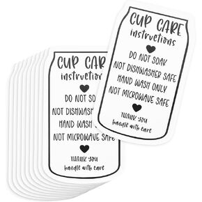 Sureio 200 Pieces Tumbler Cup Cards, Cup Care Instructions Cards, of Care Mug Insert for Business, Customer Directions, Online Shop Package Insert