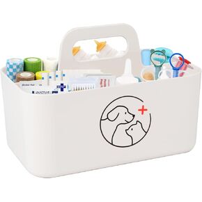 Dog Storage Organizer for Pet Nursing Supplies,Portable Caddy Organizer for Pet Stuff,Divided Storage Bin for Dog Cat Feeding Bottle/Pet Pill Shooter/Whelping Kit-Bathroom,Countertop Storage