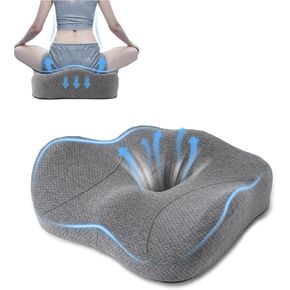 SOOPII Seat Cushion for Office Desk Chair,Memory Foam,Sciatica and Tailbone Pain Relief Cushion,Coccyx Cushion for Car,Desk Chairs,Wheelchair,Large