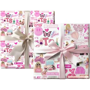Kakbpe Popular Singer, Gift Wrapping Paper,Gift Wrap Sheets, 5 Sheets, 20.8X30 inches, Folded flat sheets, Red/Pink,Christmas, Birthdays, Events.