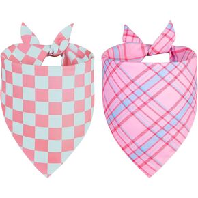 Dog Bandana Girl XLarge 2PCS, Pink Spring Scarf, Durable Triangle Reversible Bibs Handkerchief for Puppy Pet