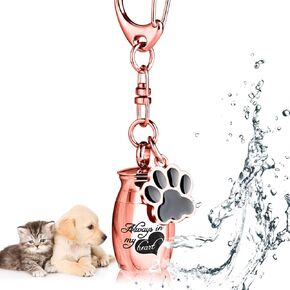 ChunlongFour Waterproof Pet Urns Keychain for Dogs Ashes, Cat Dog Urn for Dogs Cats Ashes Keepsake Memorial Cremation Jewelry Pend