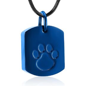 مجوهرات Hearbeingt Cremation for Ashes for Pet Thementake Durn Necklace for Dog Cat Ashes Paw Print Funeral Memorial Gift (Blue)