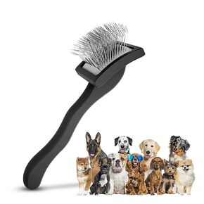 PawsltlveShine Dog Slicker Brush - Easy Grooming Brush for Poodles, Goldendoodles, Golden Retrievers - Dog Brush for long haired dogs - Effortless Grooming, Dematting, Deshedding - Black, Large