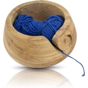 The Great Indian Bazaar Handcrafted Wooden Yarn Knitting Crochet Bowl Holder For Skien Yarn Balls Decorative Storage Organizer Crocheting Needlework Knitting Accessories Kit Supplies Sturdy Non Slip