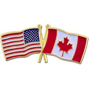 PinMart‘s USA and Canada Crossed Friendship Flag Enamel Lapel Pin - Country Flags Pins For Hats, Jackets, and Backpacks