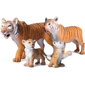 Gemini&Genius Tigers Family Figurines Set, Animal Playset, Educational Wildlife Models, Cake Toppers & Birthday Gift for Kids