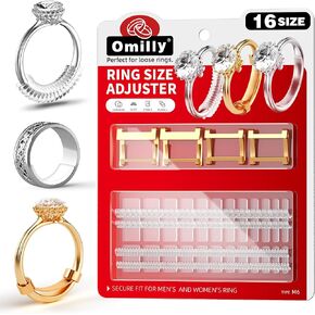 Omilly Ring Sizer for Loose Rings, 60-Pack with 16 Sizes & 3 Styles for Different Band Widths, Ring Size Adjuster Tightener Spacer Fitter for Any Ring Size, Adjustable Fit for Ring Widths 1-10mm