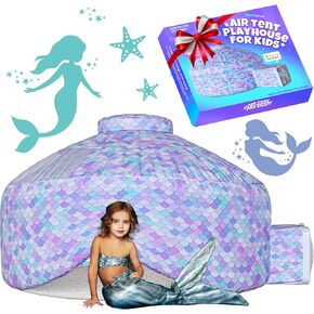 Skywin- Air Tent Fort for Kids, Inflatable Tent for Kids Playhouse Fan Tent (Mermaid) - Improved Blow Up Fort, Sets Up and Stores Away in Seconds (Fan NOT Included)