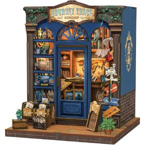 Fsolis Book Nook Kit, DIY Miniature House Kit for Adults Mini Dollhouse Kit Gift for Women Teenagers Craft Lovers (Journey Trace Bookshop)