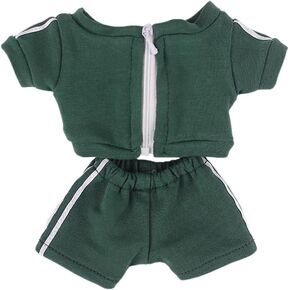 niannyyhouse 10cm 15cm Plush Doll Clothes Solid Color Coat Pants Sportswear Outfit Dolls Accessories Dress Up (Green-10cm)