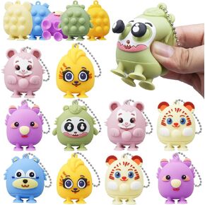 12 Pack 3D Pop Party Favors for Kids,Animals Fidget Suction Toys for Boys & Girls, Animals Pop Easter Birthday Valentines Day Gift Bath Suction Toys Carnival Prizes Treasure Box for Classroom
