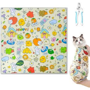 2025 New Cat Wrap for Grooming, Self-Adherent Cat Wrap for Cutting Nails with Cat Nail Clipper, Anti-Escape Cat Restraint for Nail Clipping, Ear Cleaning and Teeth Brushing (XL)