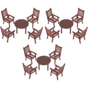 Toyvian 3 Sets Dollhouse Miniature Furniture Mini House Table and Chair Models Set 1: 30 Plastic Furniture Toy for DIY Fairy Garden Dollhouse Decoration Pretend Toys