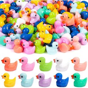 220PCS Mini Resin Ducks, Colorful Tiny Ducks Figurines Bulk for Miniature Landscape Garden Aquarium Potted Ornament, Little Ducks for Dollhouse Decor, Office Classroom Home Hide Prank Game