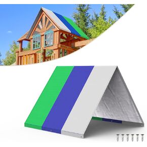 مجموعة ألعاب Flehomo البديل القنب ، 52 × 90 بوصة أطفال سقف سقف ملعب ، مقاوم للماء وحماية الأشعة فوق البنفسجية استبدال TARP (Green Blue Gray)