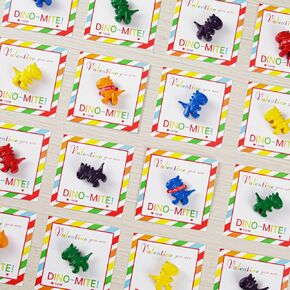 Valentines Day Gifts for Kids - 24 Pack Valentines Cards with Dinosaur-Shape Crayon - Valentine Gift Exchange for Boys Girls Toddlers Class Classroom School Party Favor Supplies
