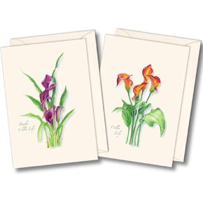 Earth Sky + Water - Calla Lily Assortment Notecard Set - 8 Blank Cards with Envelopes (4 each of 2 styles)