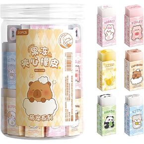 30 Pcs Cute Erasers Cartoon Animal Eraser Kawaii 3D Eraser Pencil Eraser for Students Girls Kids Boys Women School Office Supplies Small Eraser Gift Pack (Animal)